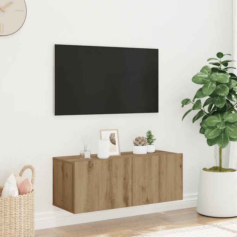 Wall Mounted TV Cabinet Artisan Oak 80x30x30 cm Engineered Wood