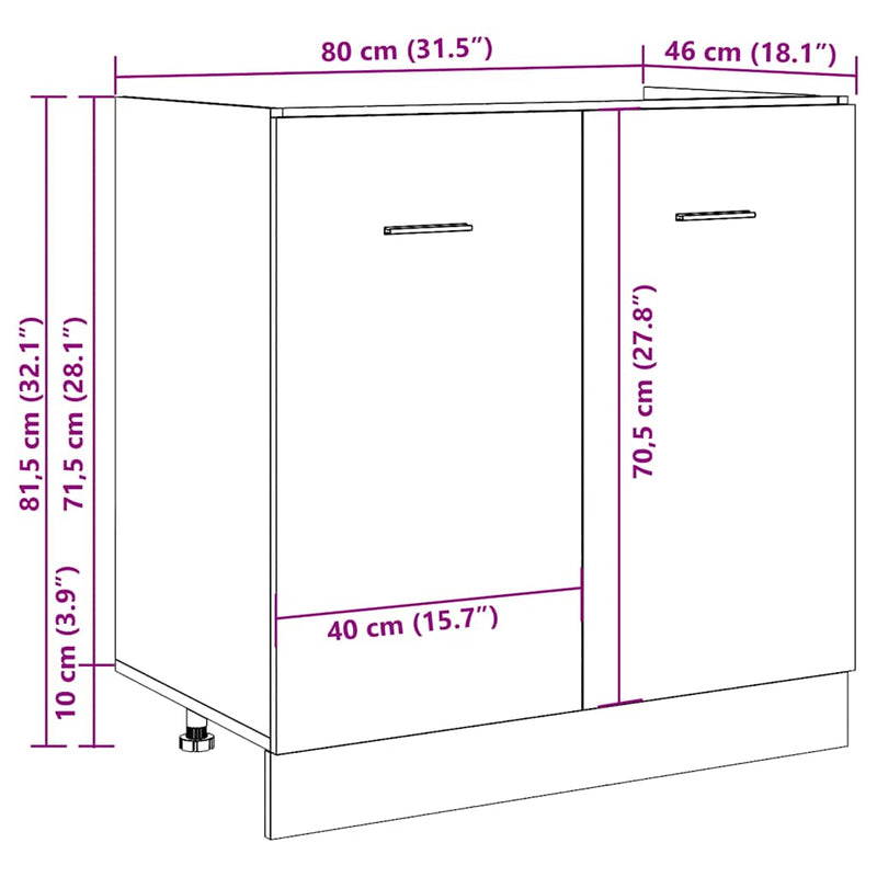 vidaXL Sink Bottom Cabinet Lyon Concrete Grey 80x46x81.5 cm Engineered Wood