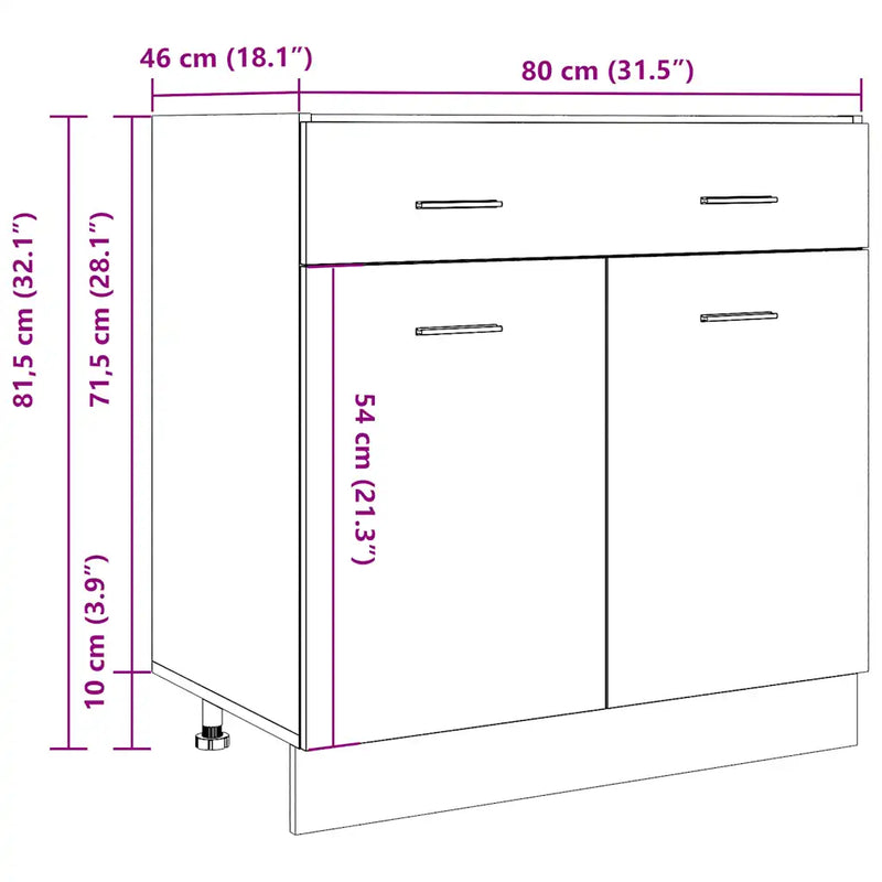Drawer Bottom Cabinet Lyon Concrete Grey 80x46x81.5 cm Engineered Wood