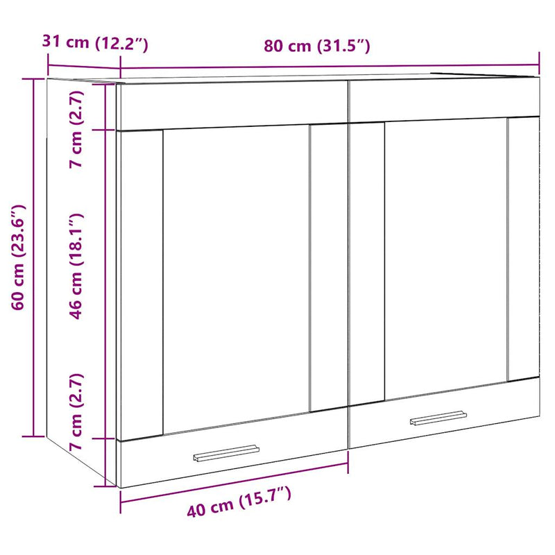 vidaXL Hanging Glass Cabinet Lyon Concrete Grey 80x31x60 cm