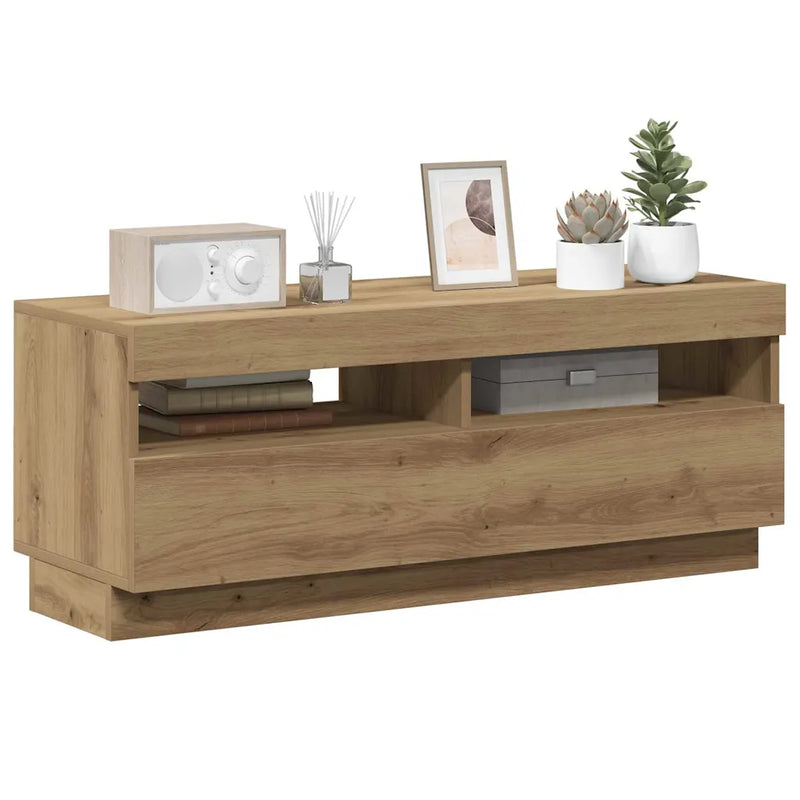 TV Cabinet with LED Lights Artisian Oak 100x35x40 cm Engineered Wood