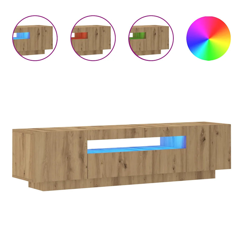TV Cabinet with LED Lights Artisian Oak 160x35x40 cm Engineered Wood