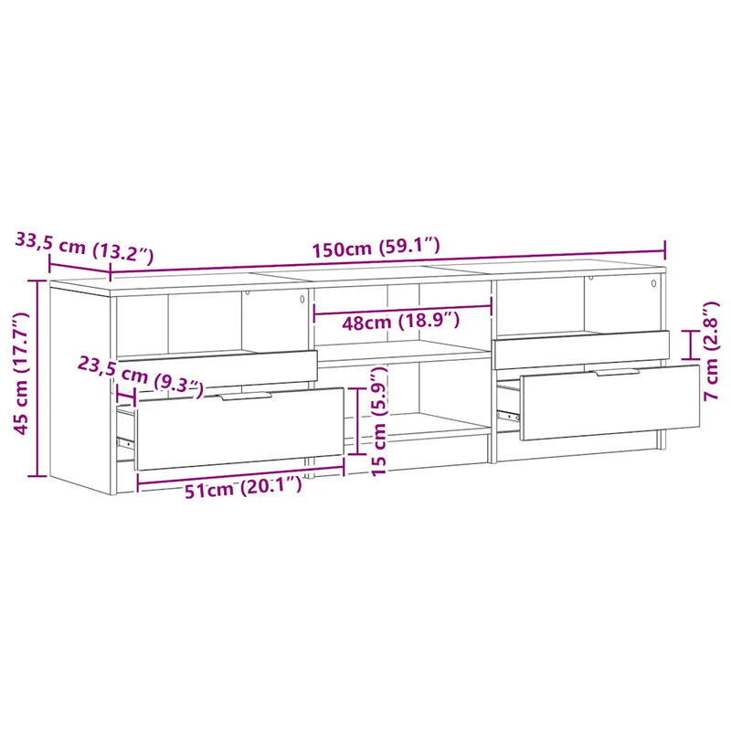 TV Cabinet Artisan Oak 150x33.5x45 cm Engineered Wood