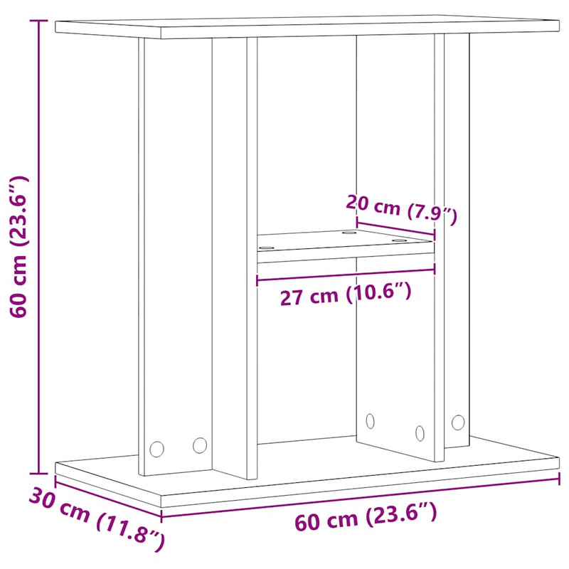 vidaXL Aquarium Stand Artisan Oak 60x30x60 cm Engineered Wood