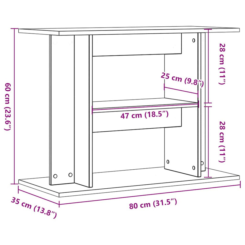 vidaXL Aquarium Stand Old Wood 80x35x60 cm Engineered Wood