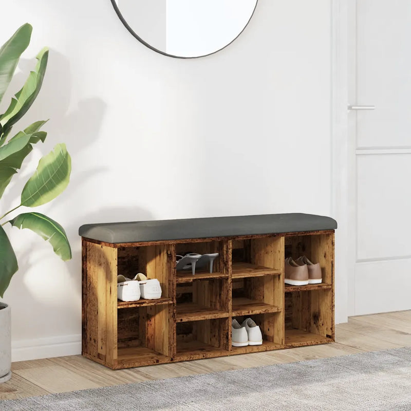 Shoe Bench Old Wood 102x32x50 cm Engineered Wood