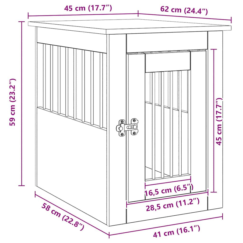 vidaXL Dog Crate Furniture Artisan Oak 45x62x59 cm Engineered Wood