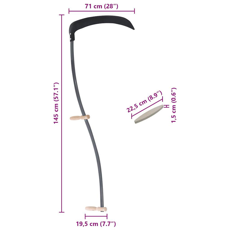 vidaXL Scythe with Grinding Stone 145 cm