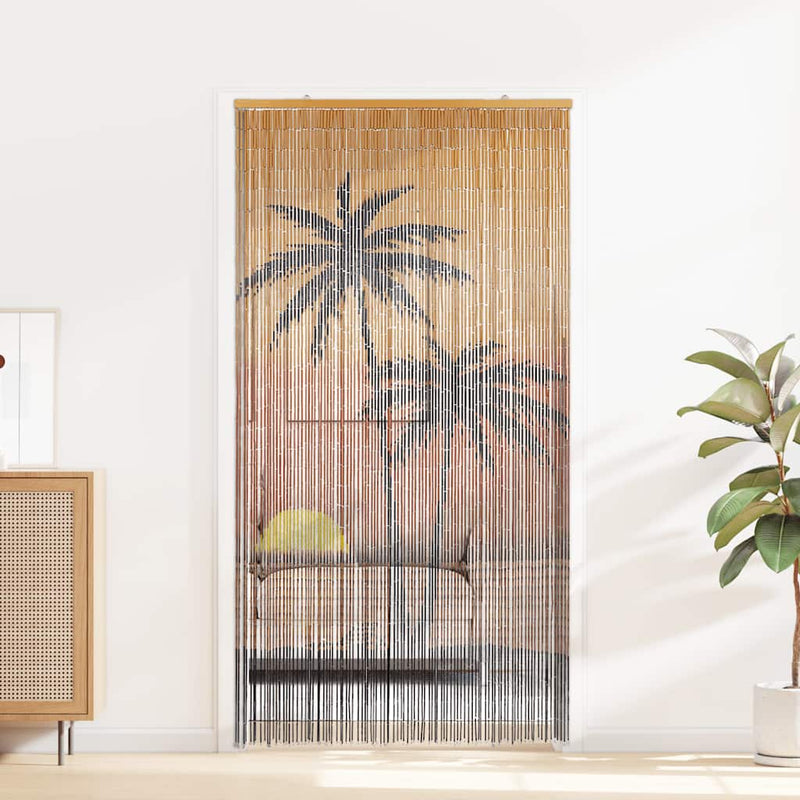 vidaXL Insect Door Curtain Palm Tree Print 100x220 cm Bamboo