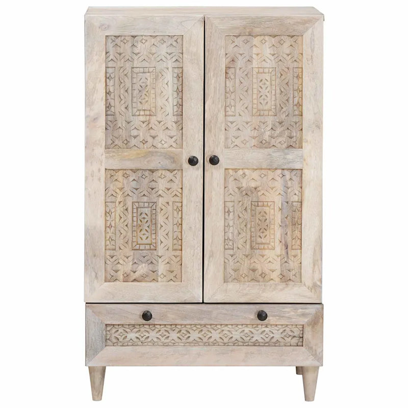 Highboard 60 x 33 x 100 cm Solid Mango Wood Bleached White
