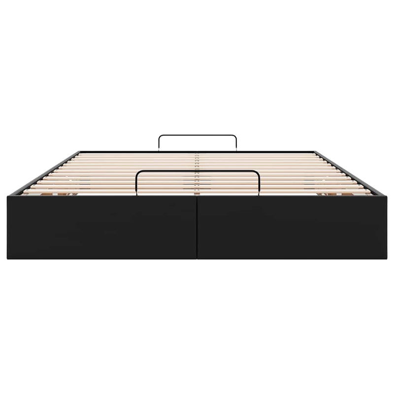 vidaXL Ottoman Storage Bed Frame without Mattress Black Double Faux Leather