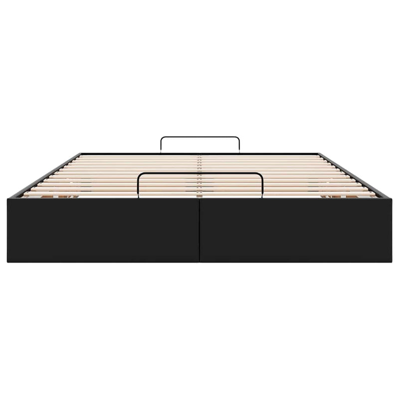 vidaXL Ottoman Storage Bed Frame without Mattress Black Queen Faux Leather