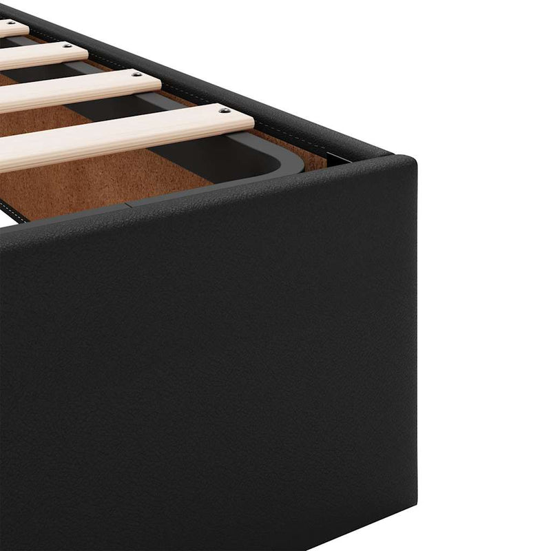 vidaXL Ottoman Storage Bed Frame without Mattress Black Queen Faux Leather