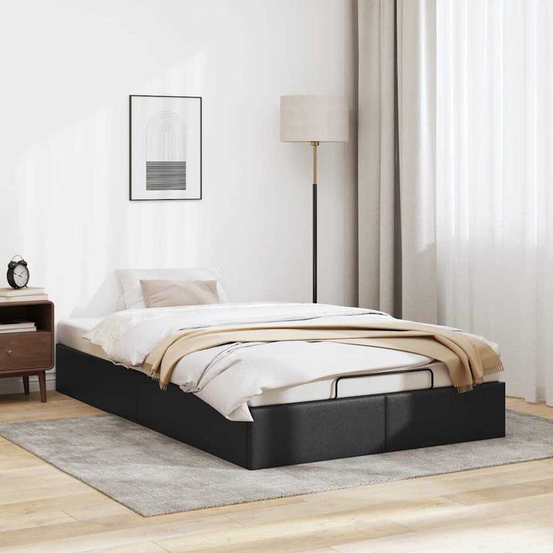 vidaXL Ottoman Storage Bed Frame without Mattress Black King Single Faux Leather