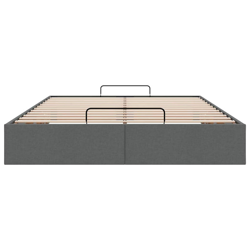 vidaXL Ottoman Storage Bed Frame without Mattress Dark Grey Double Fabric