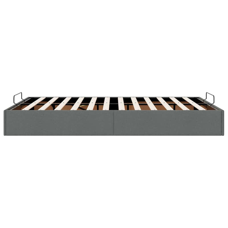 vidaXL Ottoman Storage Bed Frame without Mattress Dark Grey Double Fabric