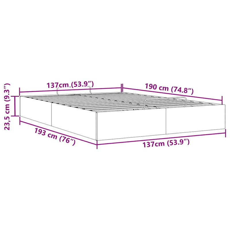 vidaXL Ottoman Storage Bed Frame without Mattress Dark Grey Double Fabric
