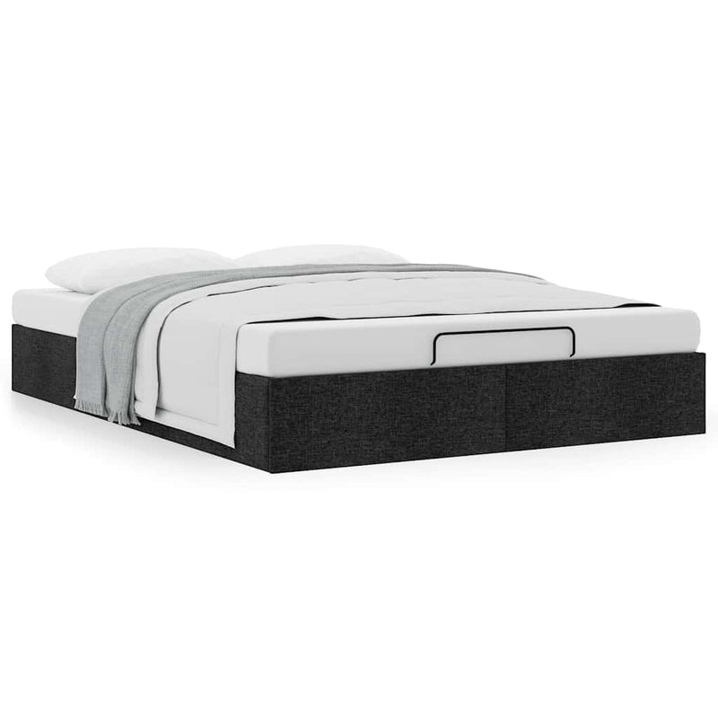 vidaXL Ottoman Storage Bed Frame without Mattress Black Double Fabric