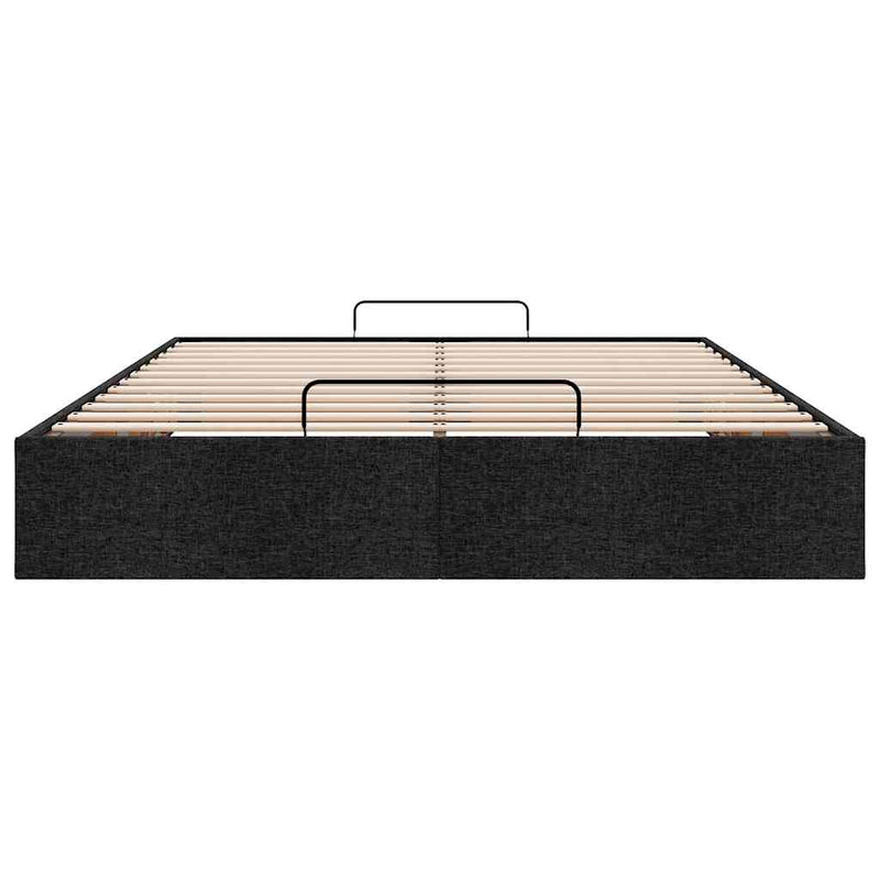 Ottoman Bed Frame without Mattress Black Double Fabric