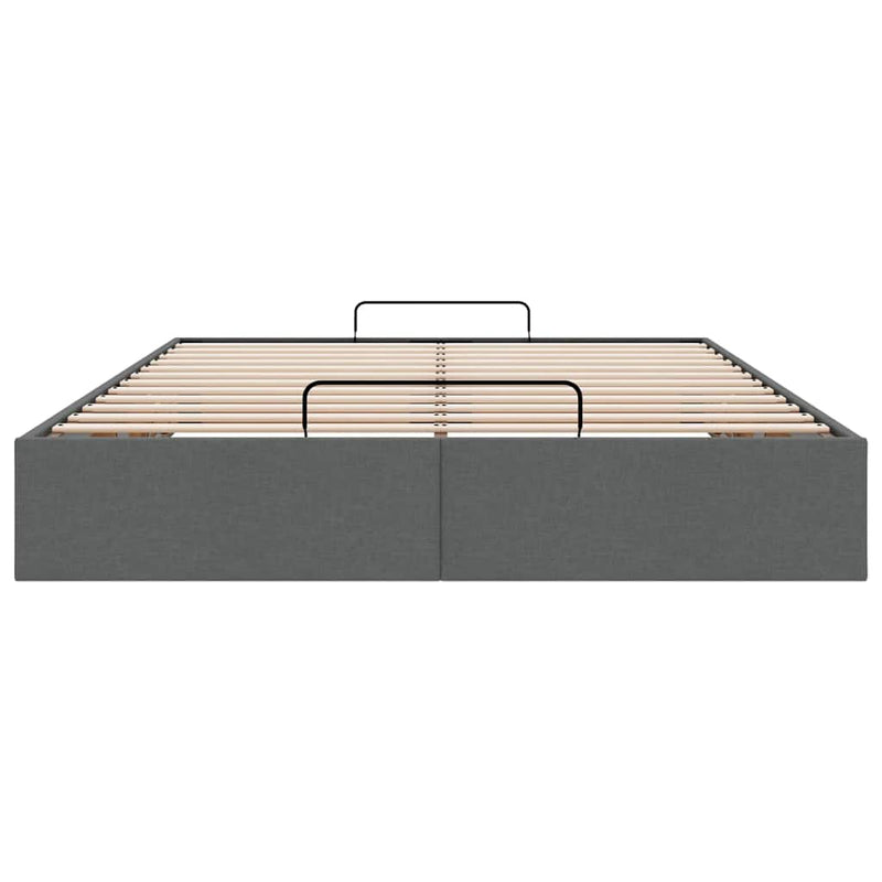 vidaXL Ottoman Storage Bed Frame without Mattress Dark Grey Queen Fabric