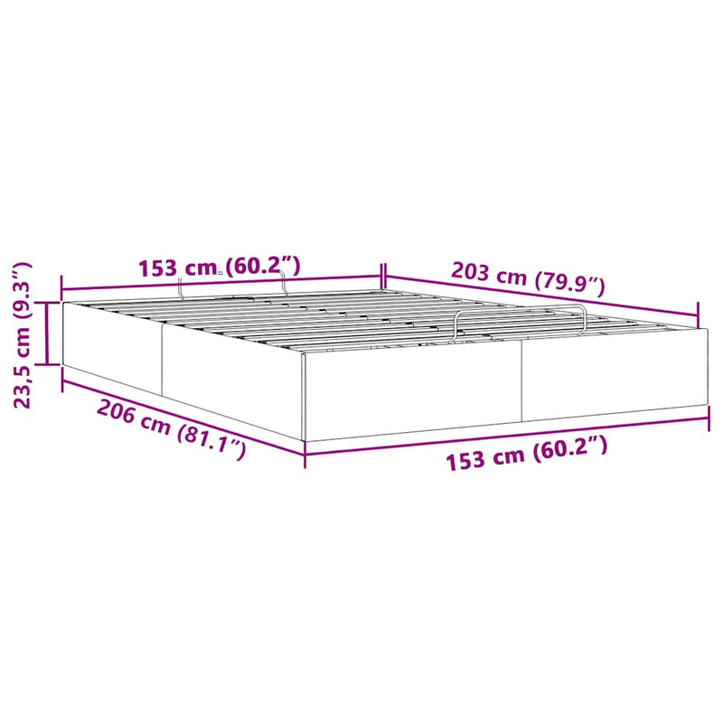 vidaXL Ottoman Storage Bed Frame without Mattress Dark Grey Queen Fabric