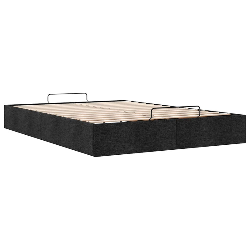 Ottoman Bed Frame without Mattress Black Queen Fabric