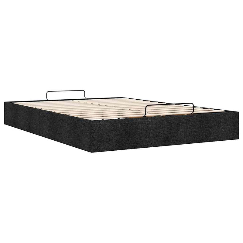 Ottoman Bed Frame without Mattress Black Queen Fabric