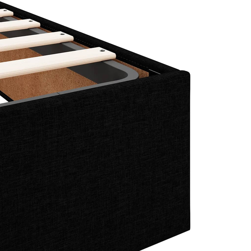 Ottoman Bed Frame without Mattress Black Queen Fabric