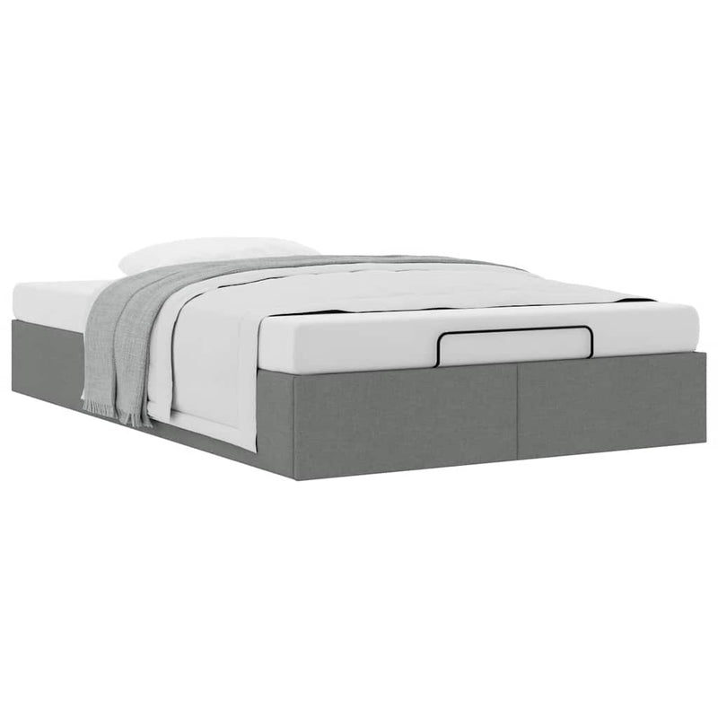 vidaXL Ottoman Storage Bed Frame without Mattress Dark Grey King Single Fabric