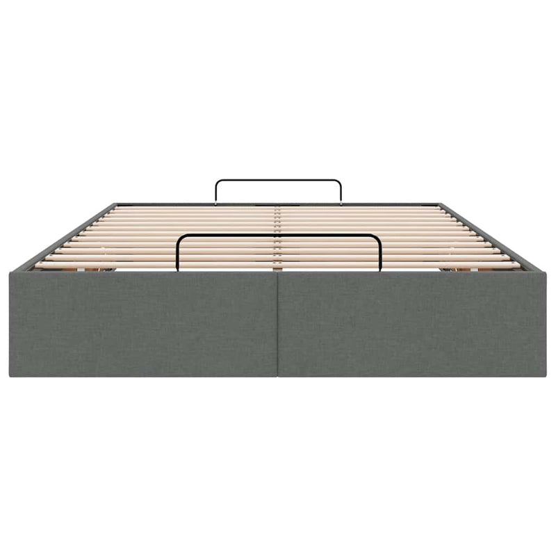 vidaXL Ottoman Storage Bed Frame without Mattress Dark Grey King Single Fabric