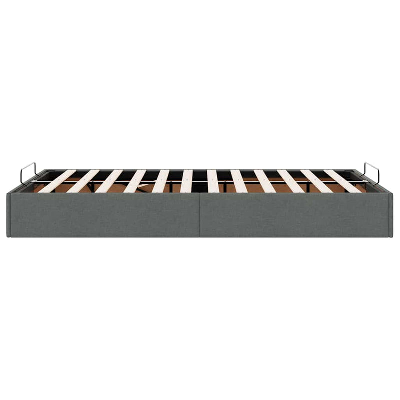 vidaXL Ottoman Storage Bed Frame without Mattress Dark Grey King Single Fabric