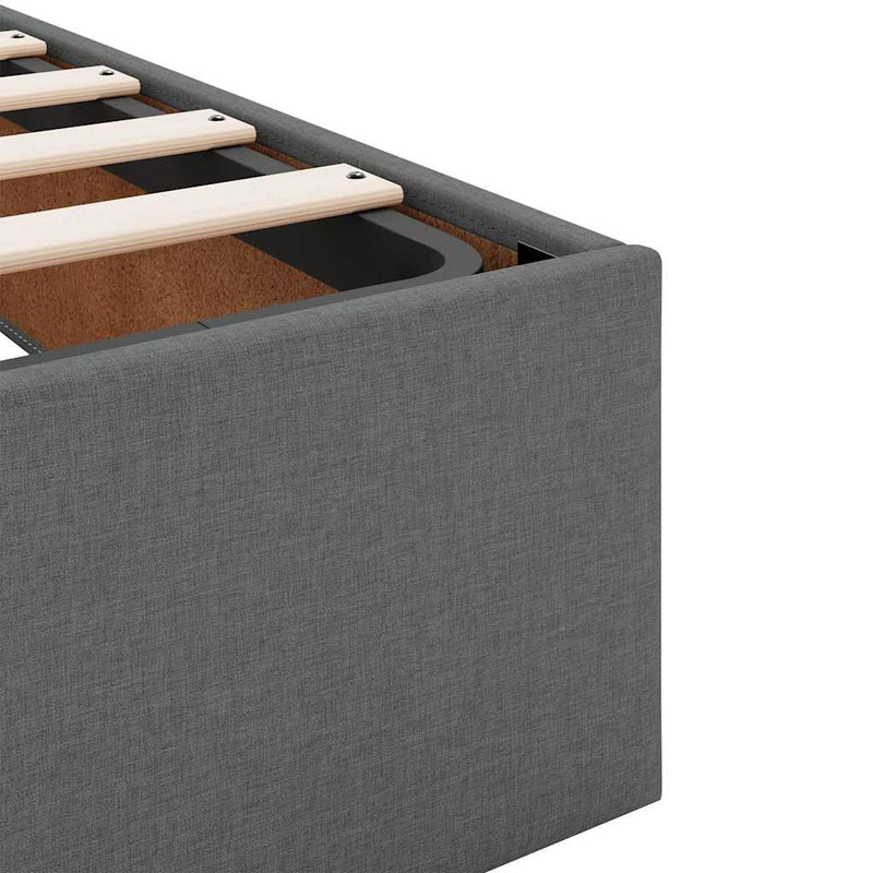 vidaXL Ottoman Storage Bed Frame without Mattress Dark Grey King Single Fabric