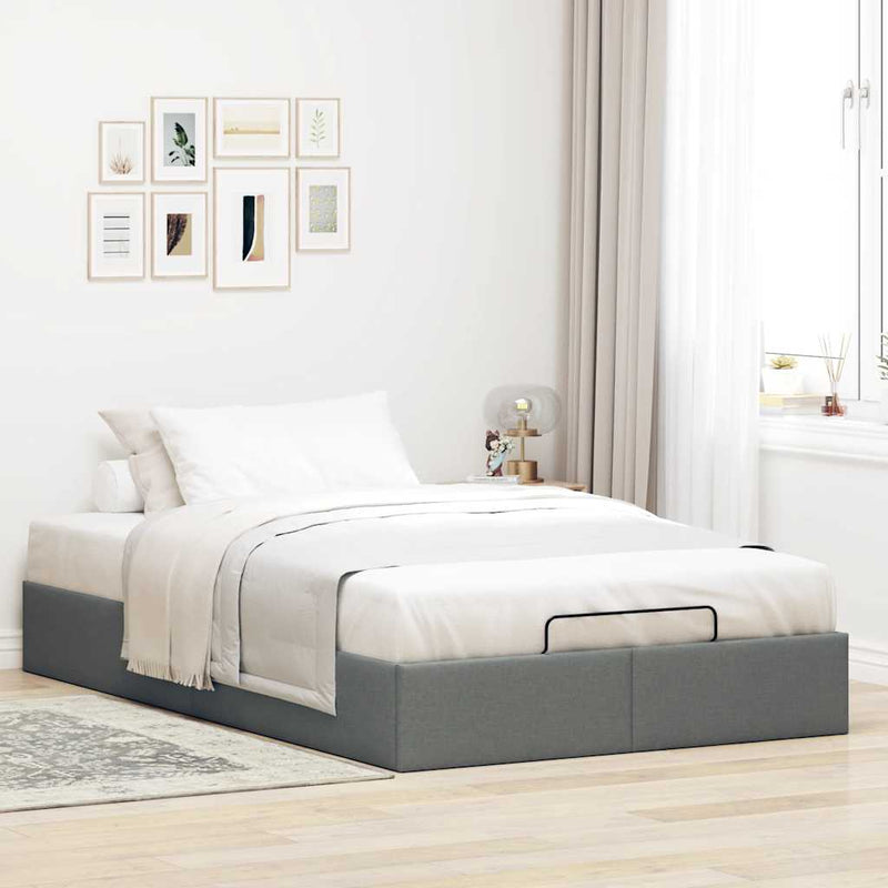 vidaXL Ottoman Storage Bed Frame without Mattress Dark Grey King Single Fabric
