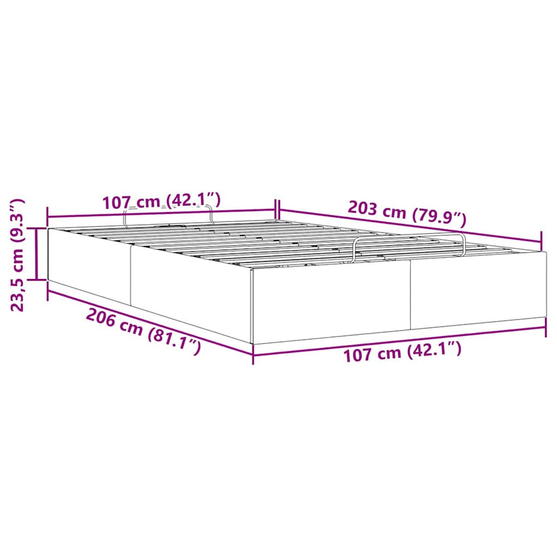 vidaXL Ottoman Storage Bed Frame without Mattress Black King Single Fabric