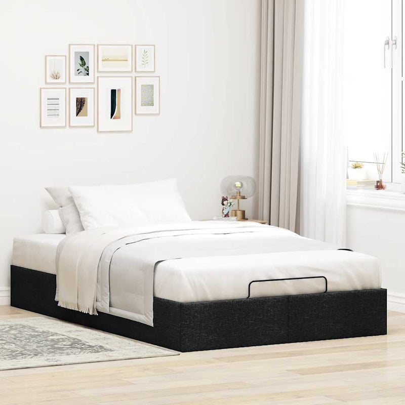 vidaXL Ottoman Storage Bed Frame without Mattress Black King Single Fabric