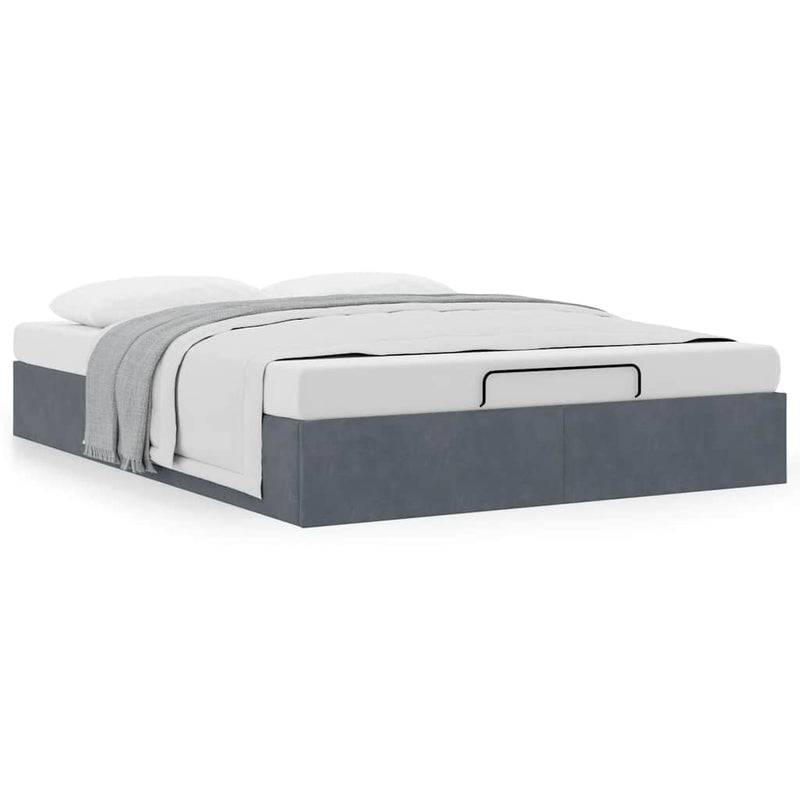 vidaXL Ottoman Storage Bed Frame No Mattress Dark Grey Double Velvet