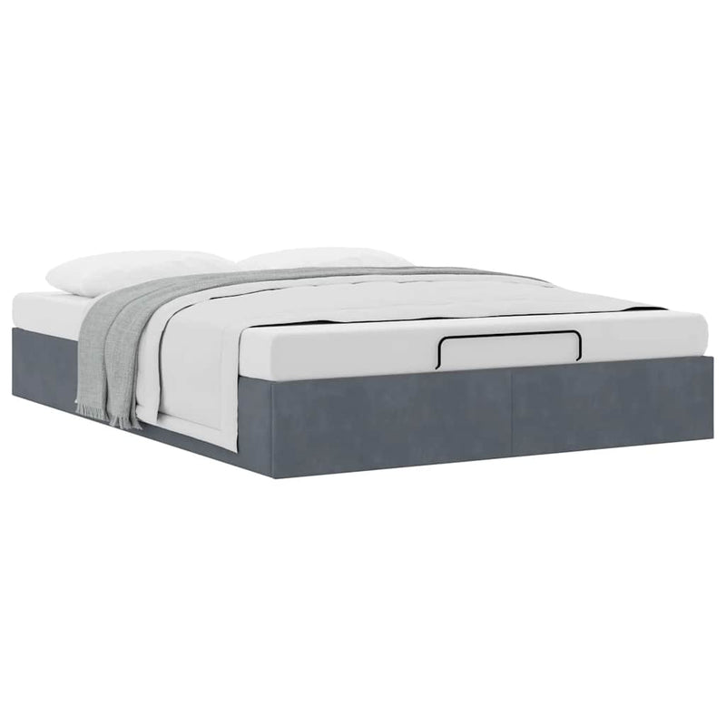 vidaXL Ottoman Storage Bed Frame No Mattress Dark Grey Double Velvet