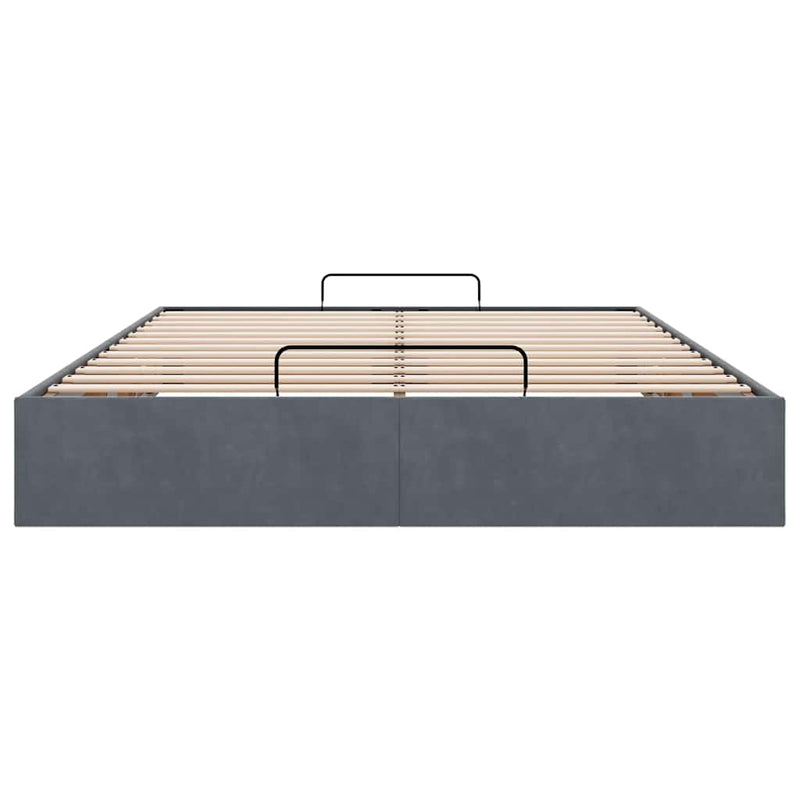 vidaXL Ottoman Storage Bed Frame No Mattress Dark Grey Double Velvet