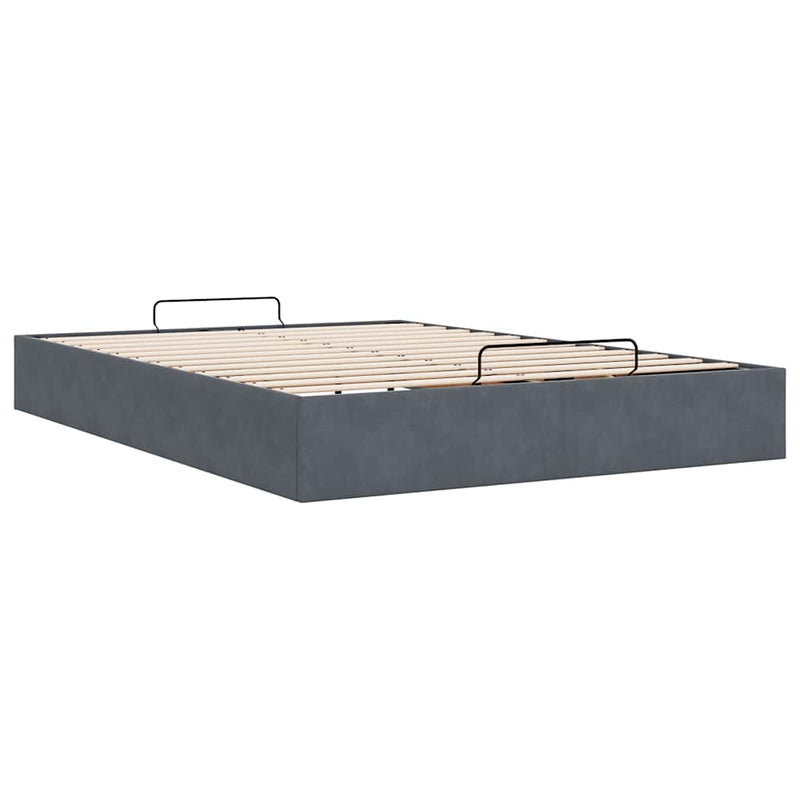 vidaXL Ottoman Storage Bed Frame No Mattress Dark Grey Double Velvet