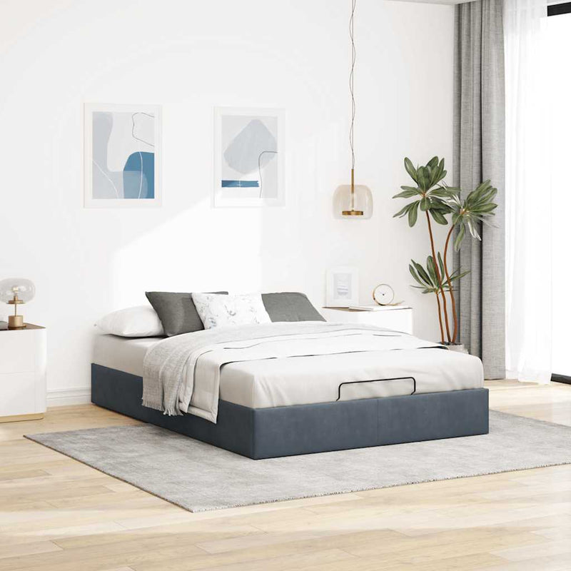 vidaXL Ottoman Storage Bed Frame No Mattress Dark Grey Double Velvet