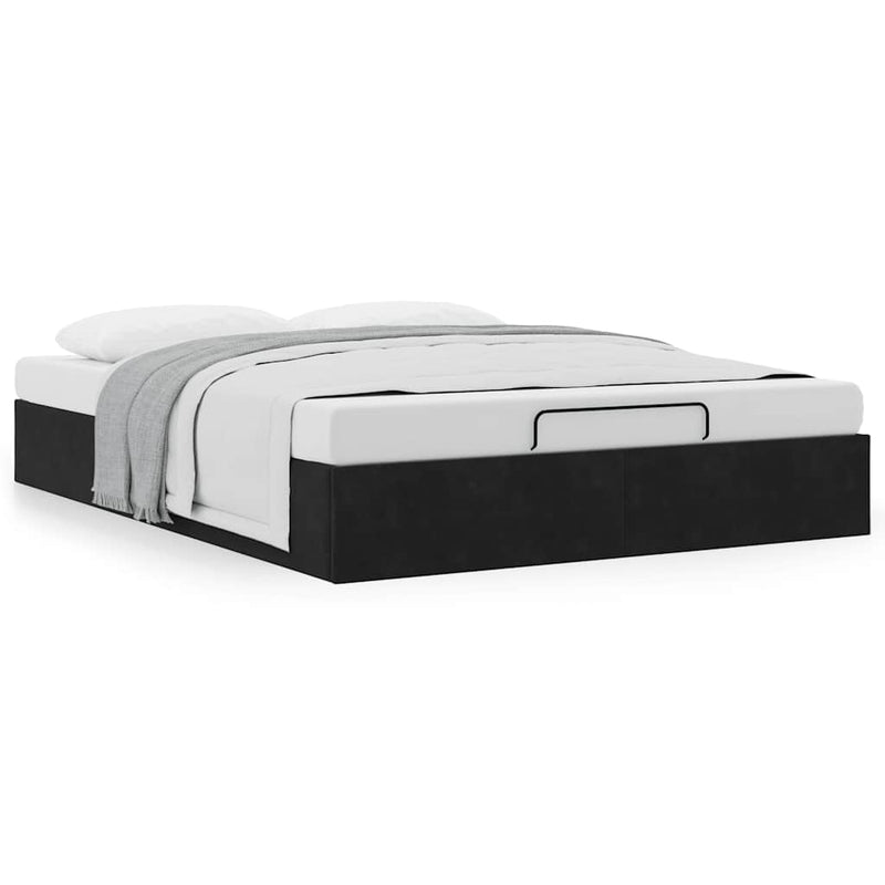 vidaXL Ottoman Storage Bed Frame No Mattress Black Double Velvet