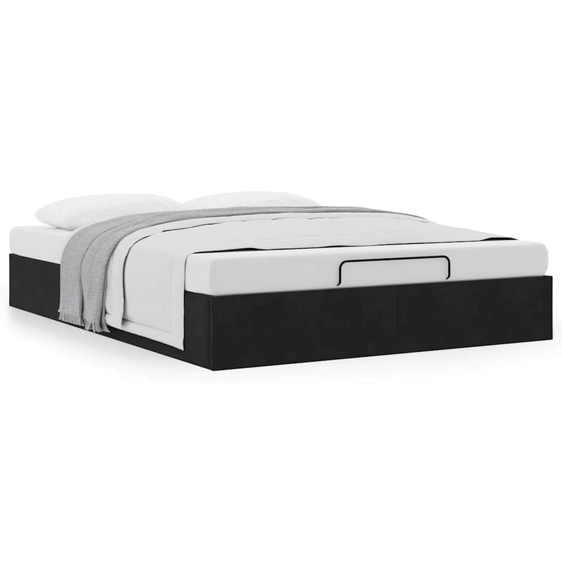 vidaXL Ottoman Storage Bed Frame No Mattress Black Double Velvet