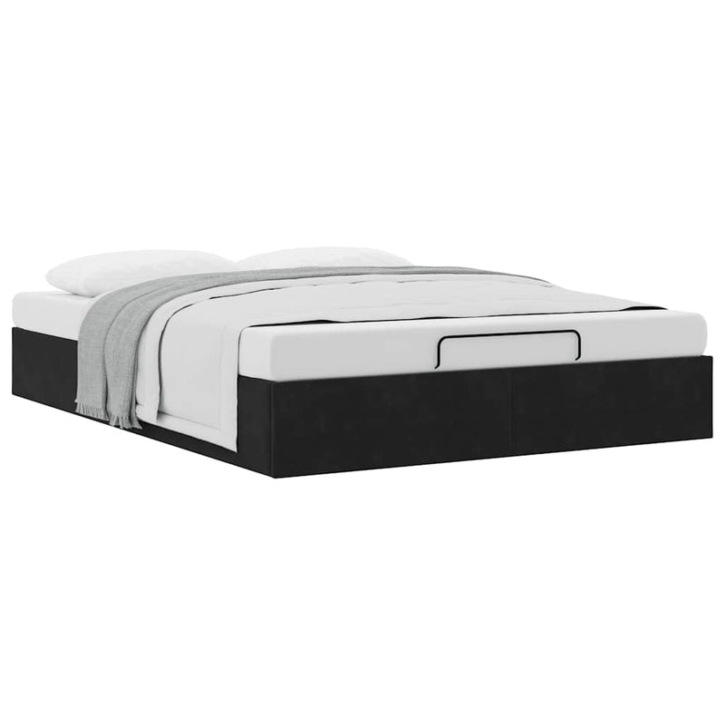vidaXL Ottoman Storage Bed Frame No Mattress Black Double Velvet