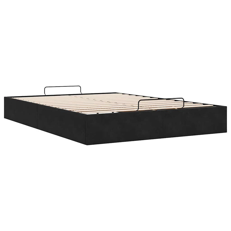 vidaXL Ottoman Storage Bed Frame No Mattress Black Double Velvet