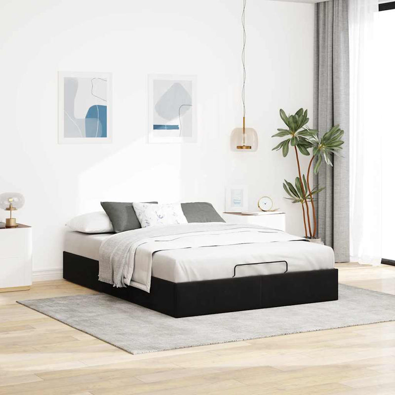 vidaXL Ottoman Storage Bed Frame No Mattress Black Double Velvet