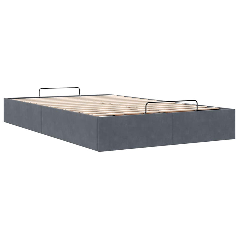 vidaXL Ottoman Storage Bed Frame No Mattress Dark Grey King Single Velvet