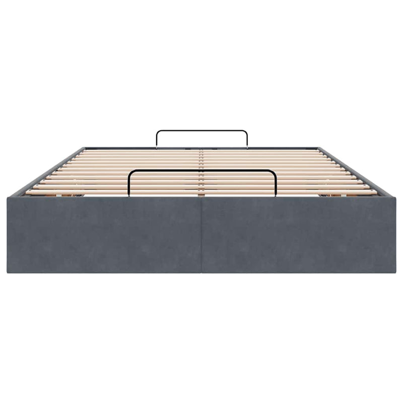 vidaXL Ottoman Storage Bed Frame No Mattress Dark Grey King Single Velvet