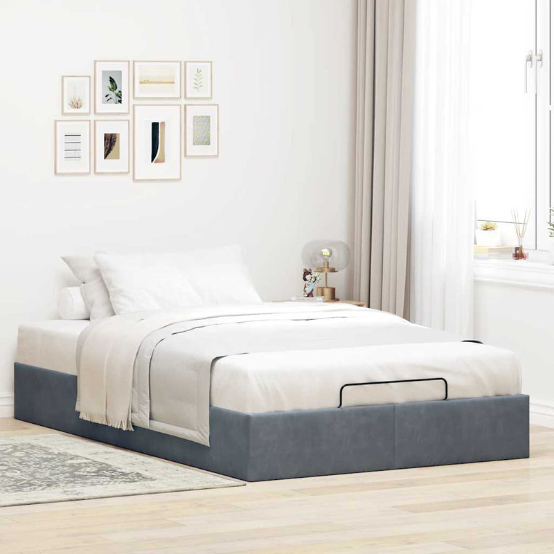vidaXL Ottoman Storage Bed Frame No Mattress Dark Grey King Single Velvet