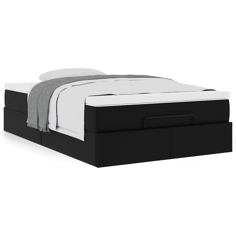 vidaXL Ottoman Bed with Mattress Black Super Single Faux Leather