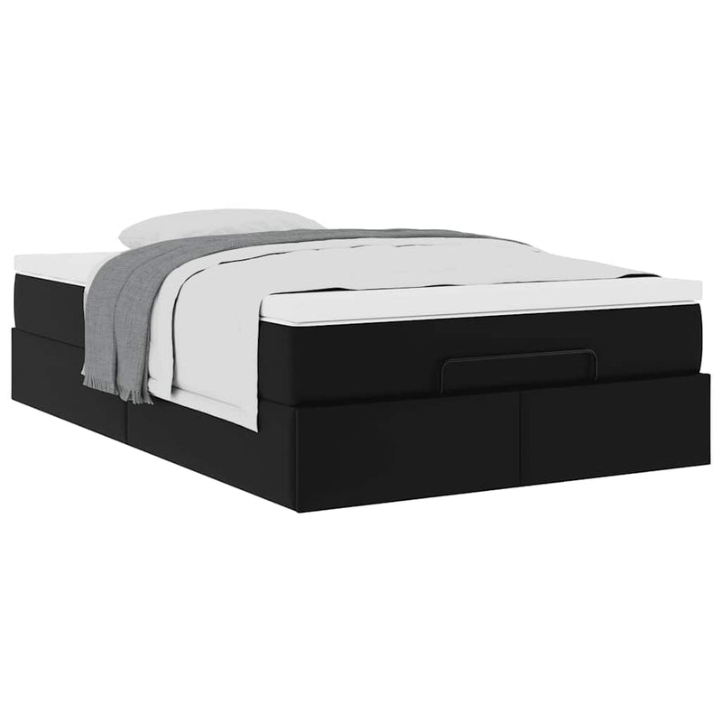 vidaXL Ottoman Bed with Mattress Black Super Single Faux Leather